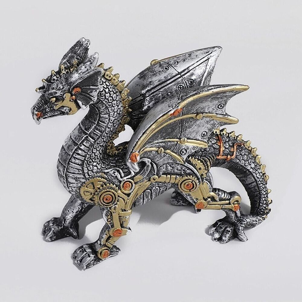 Steampunk Flying Fantasy Dragon Statue Resin Industrial Design BRAND NEW!